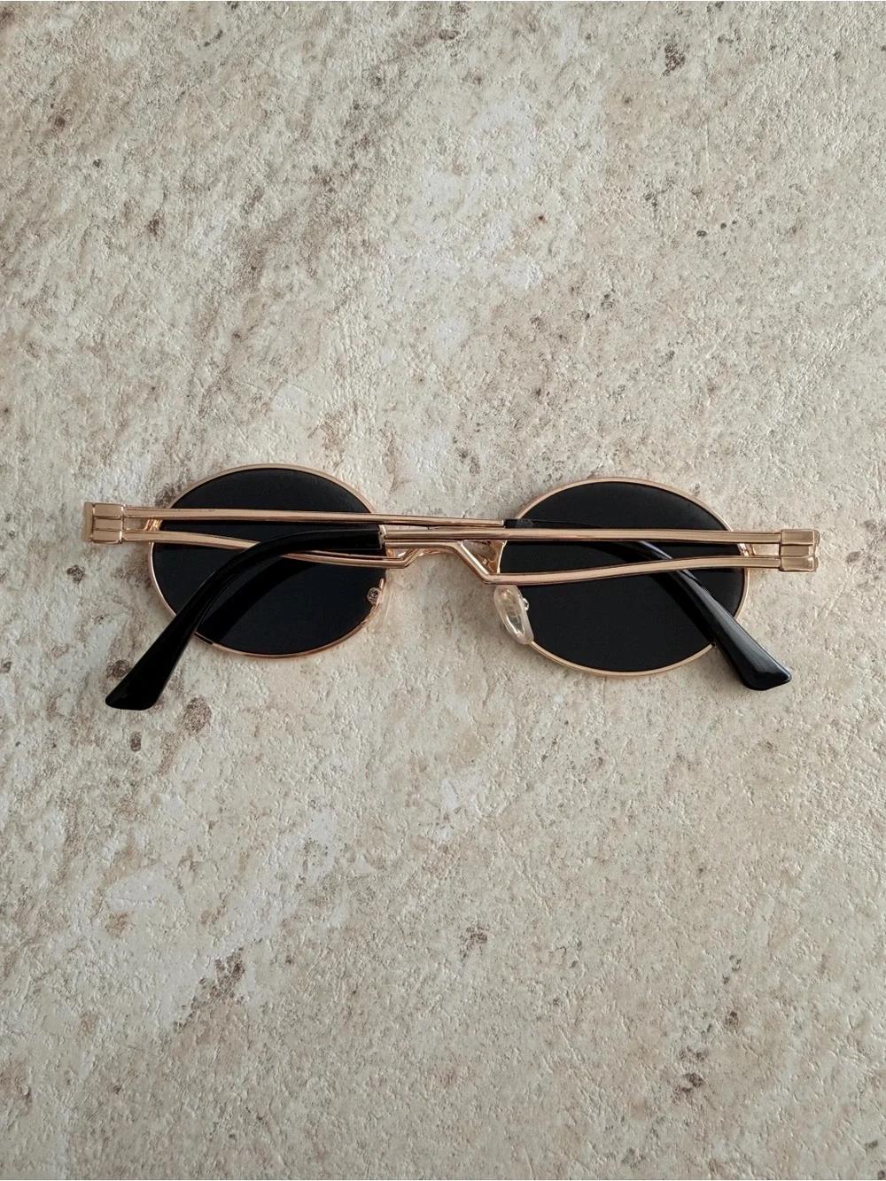 GUC Gold Frame Black Lens Oval Sunglasses